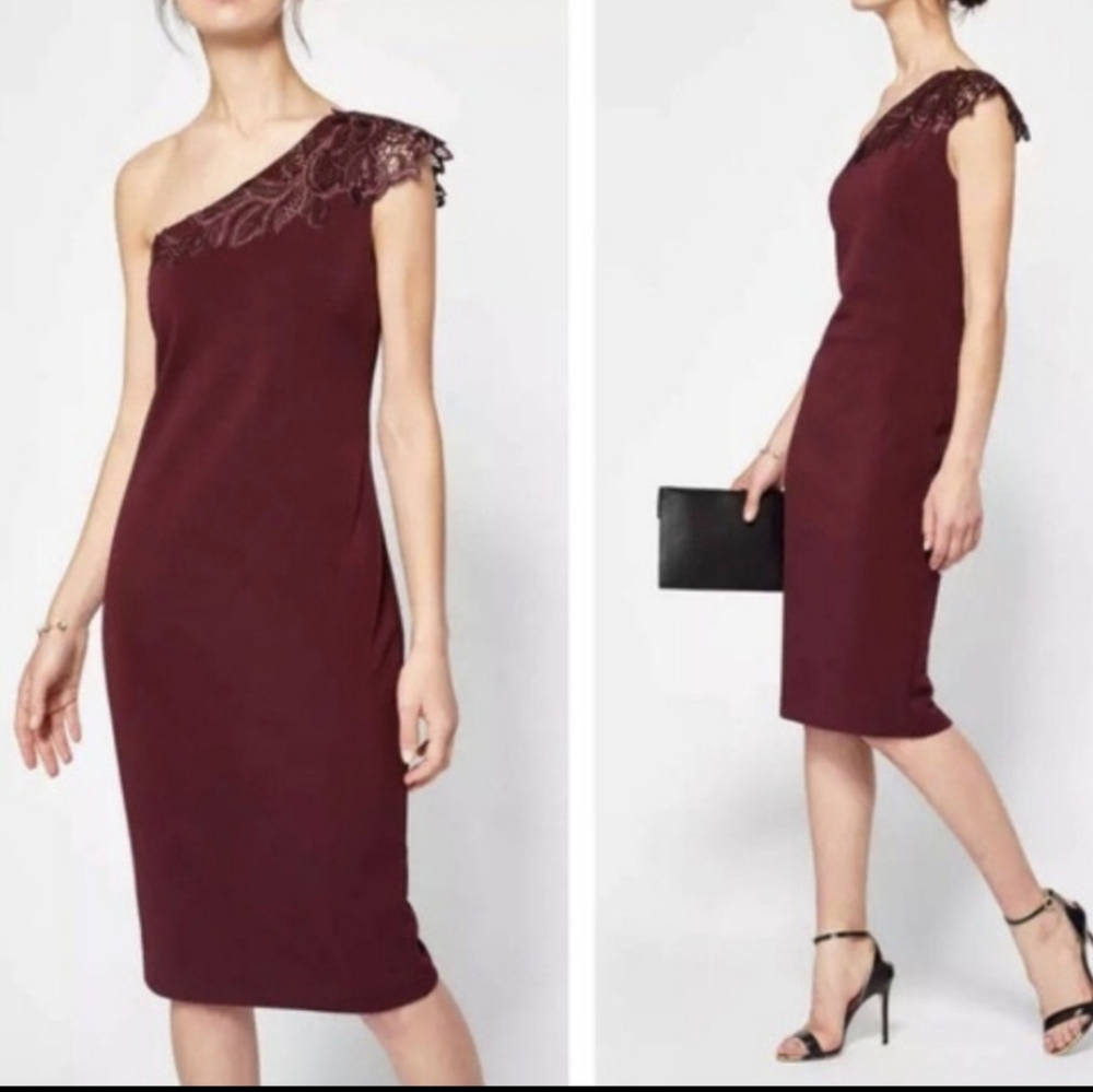 Ted Baker Jalis One Shoulder Sheath Dress Ted Size 4 US Size 10 NWT 345$